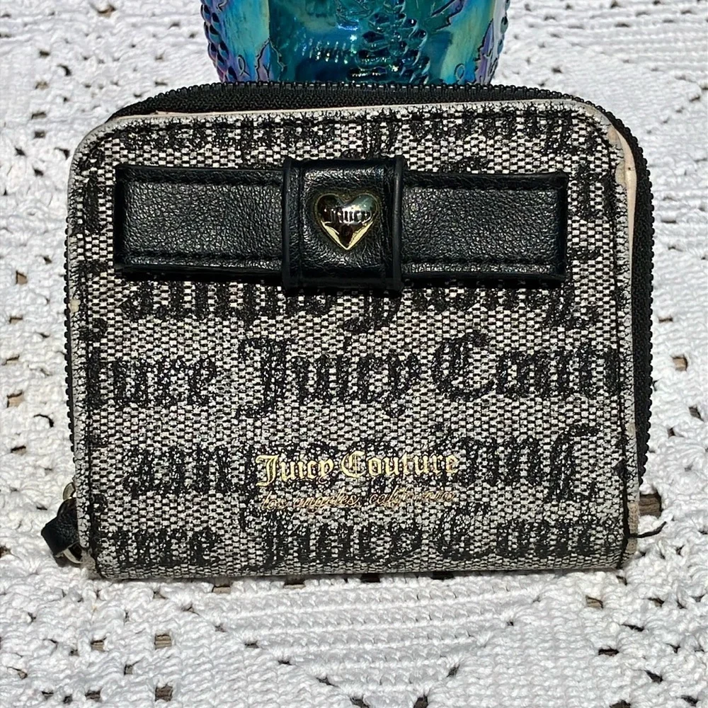 Juicy Couture Black and Gray Wallet with Monogram Design
